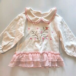 Chickeeduck Pink with Floral Embroidered Design Sz 80 12-18mos Sweatshirt‎